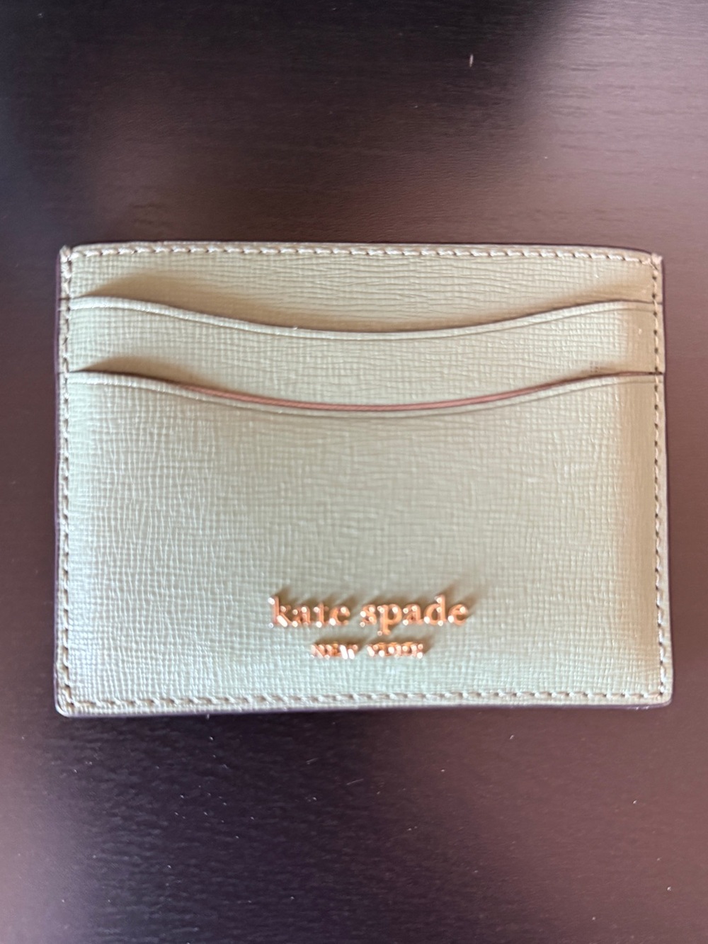 kate spade mint leather card case with gold logo